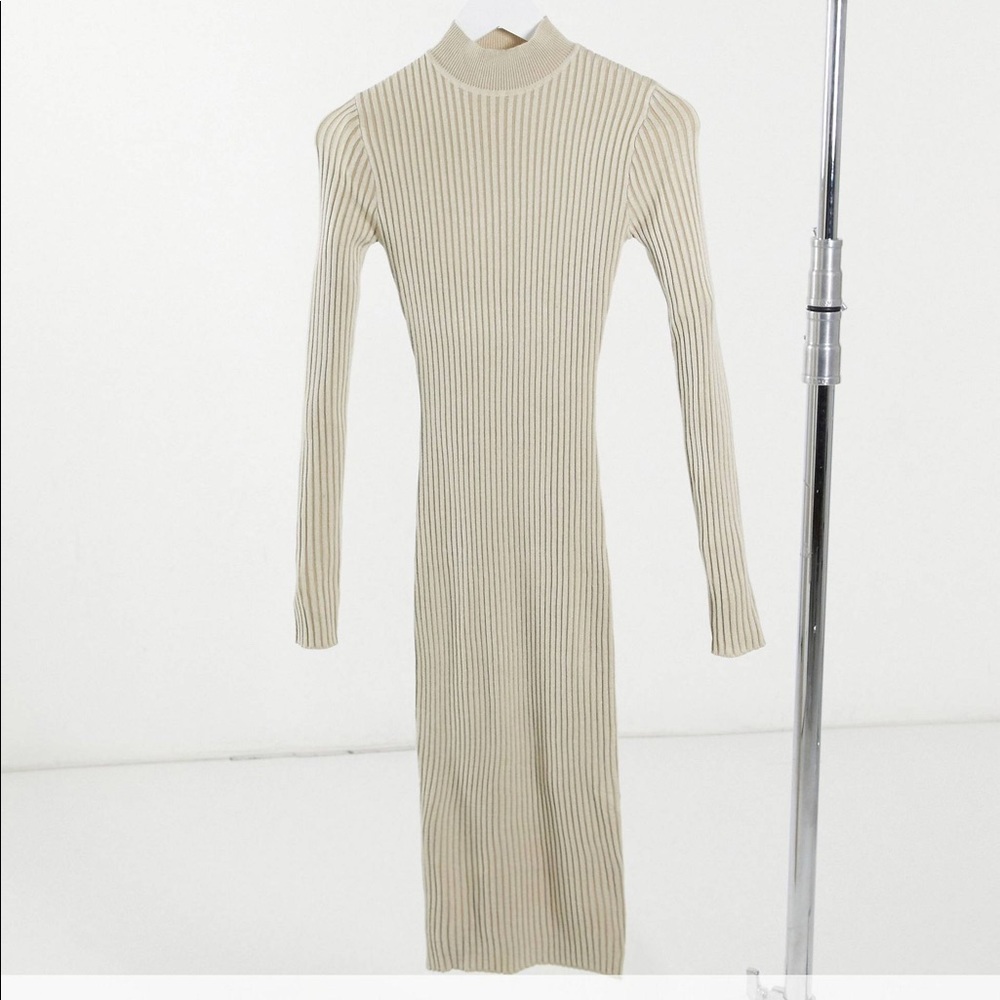 ASOS Tall high neck midi dress in cream